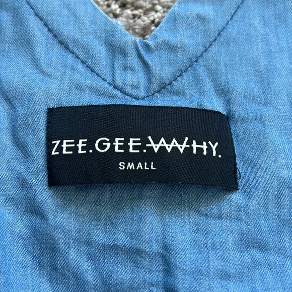 Mock Denim Blue Overall-Style Romper (50% Tencel 50% Bamboo) - Picture 5 of 5